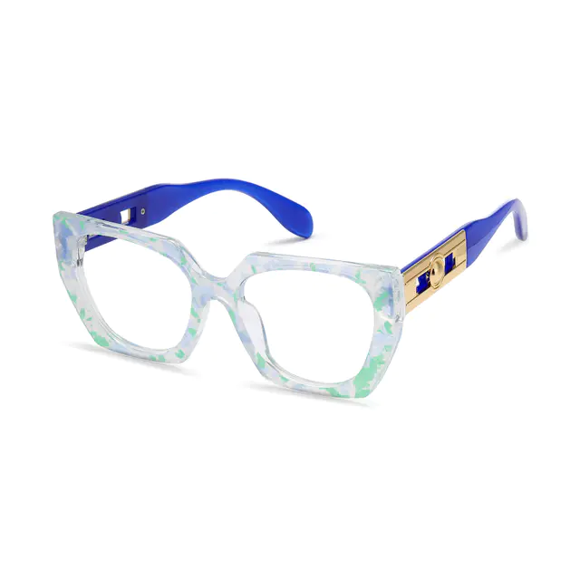 Geometric Clear/Green Eyeglasses