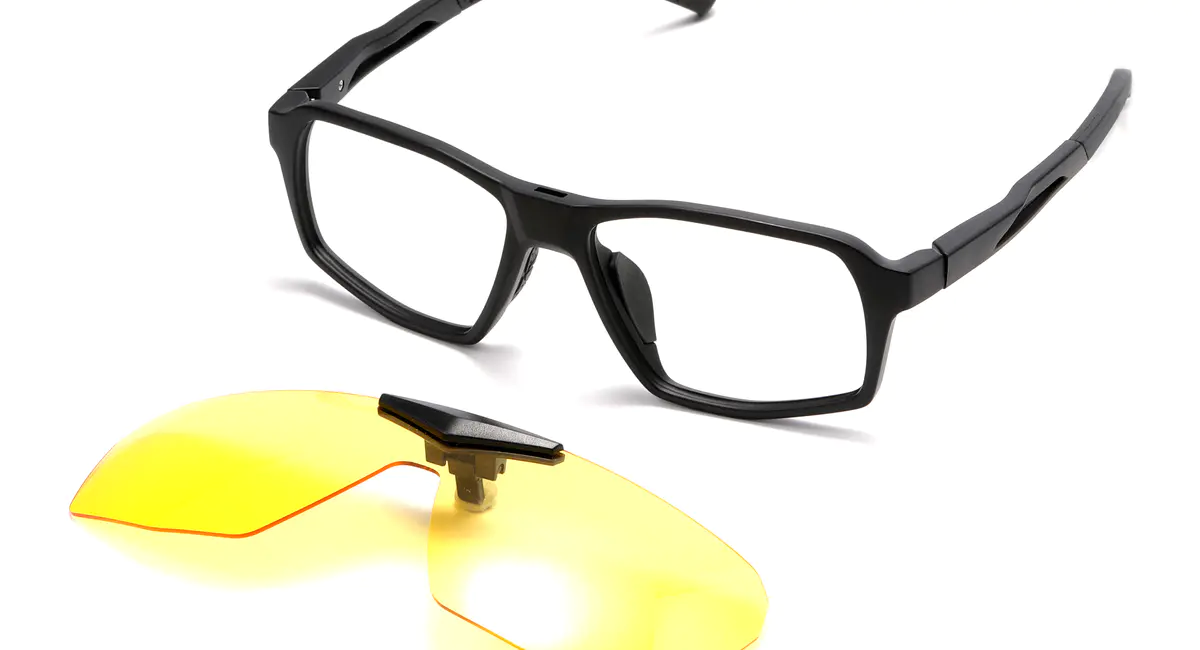 Rectangle Black Driving Clip-On Sunglasses