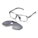 Rectangle Gray Clip-On Sunglasses