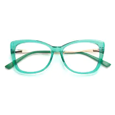 Square Transparent Green Eyeglasses