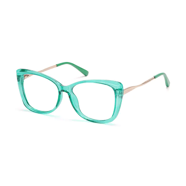 Square Transparent Green Eyeglasses