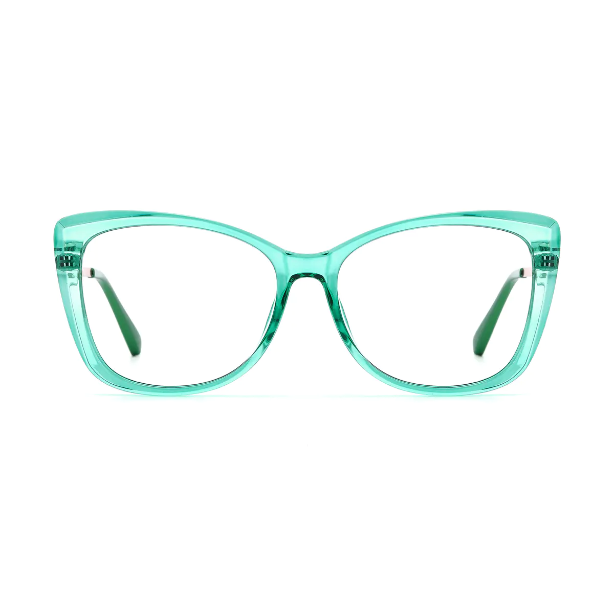 Square Transparent Green Eyeglasses