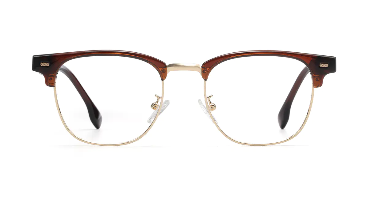 Browline Transparent Brown Eyeglasses