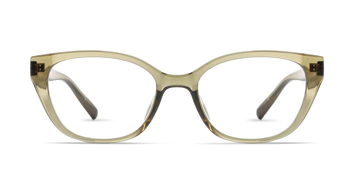 Geometric Transparent Green Eyeglasses