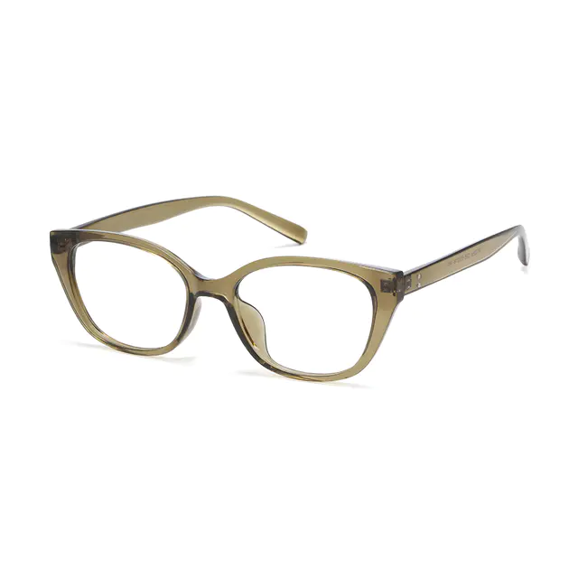 Geometric Transparent Green Eyeglasses
