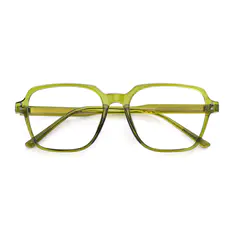 Square Transparent Green Eyeglasses