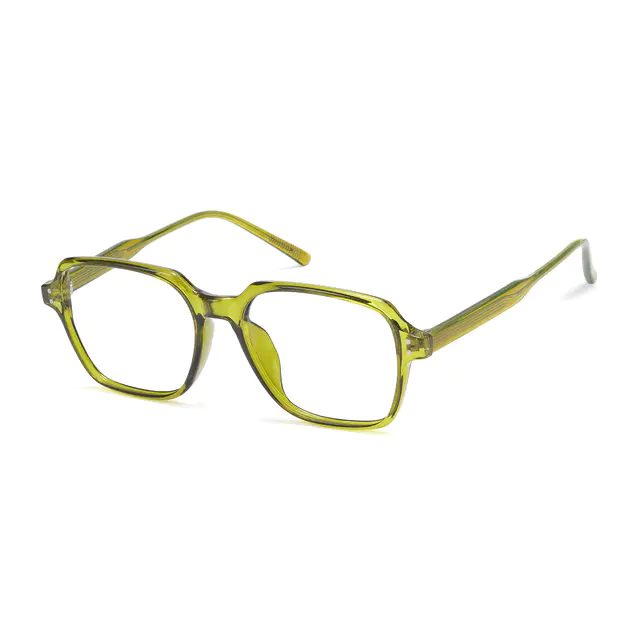 Square Transparent Green Eyeglasses