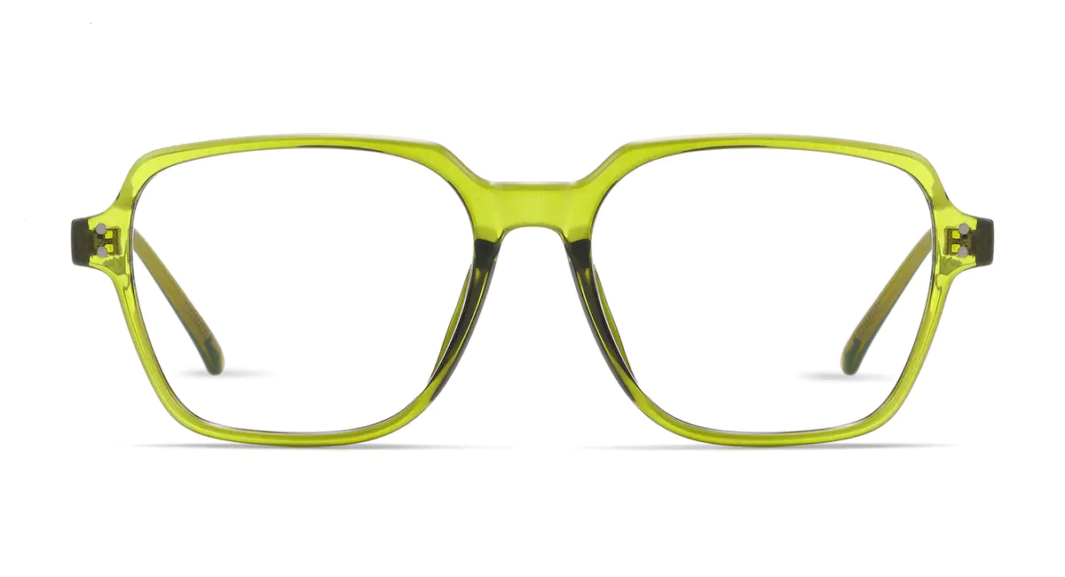 Square Transparent Green Eyeglasses