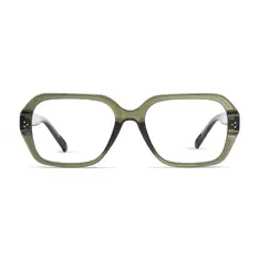 Square Transparent Green Eyeglasses