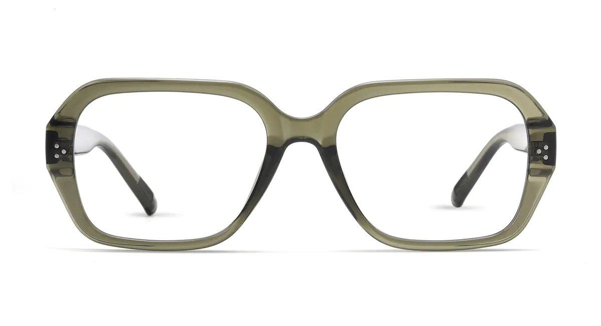 Square Transparent Green Eyeglasses