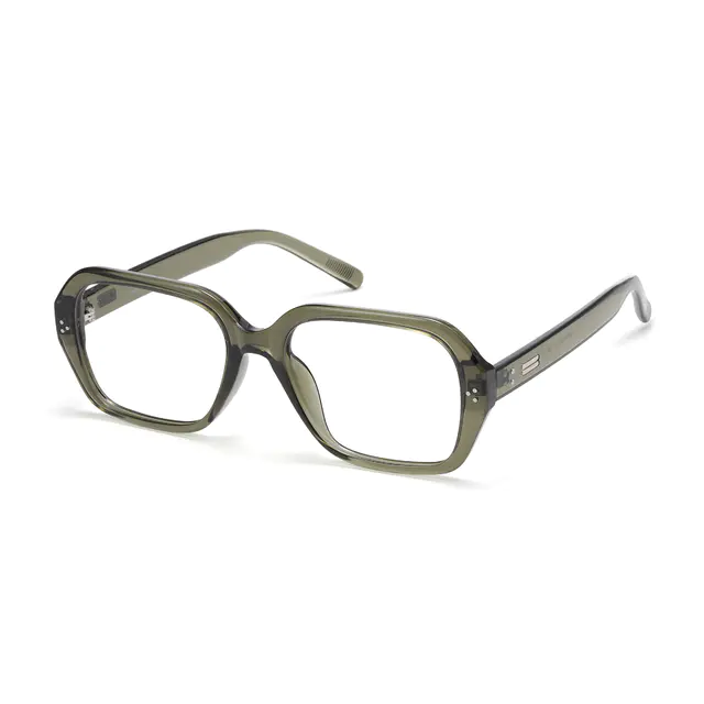 Square Transparent Green Eyeglasses