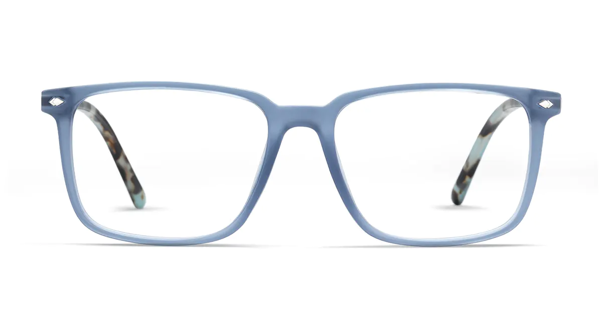 Rectangle Transparent Blue Eyeglasses