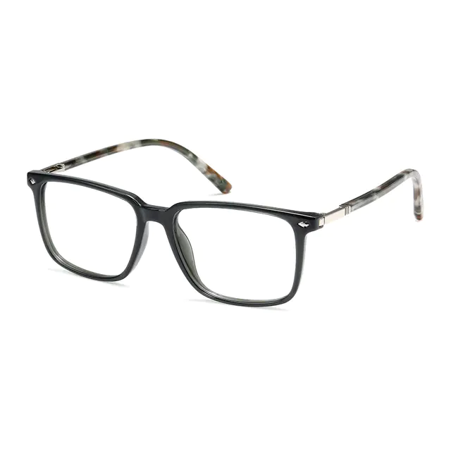 Rectangle Transparent Green Eyeglasses