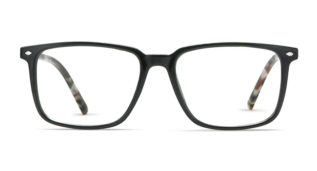 Rectangle Transparent Green Eyeglasses