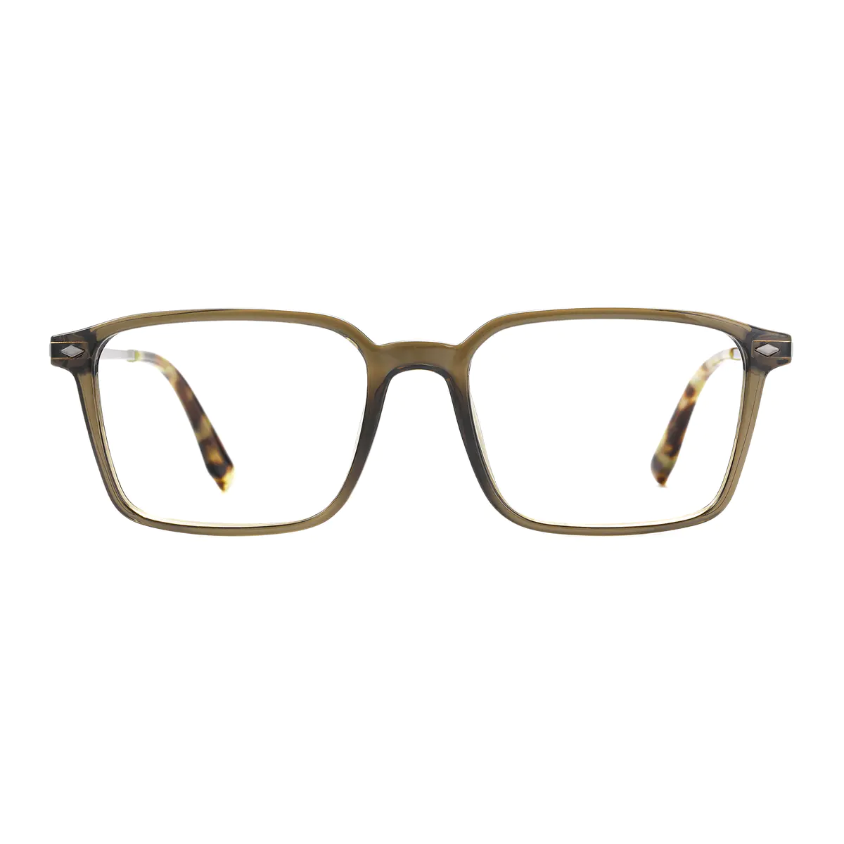 Rectangle Olive Brown Eyeglasses