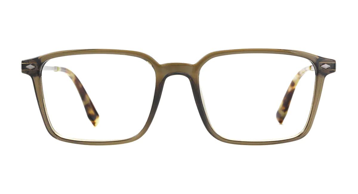 Rectangle Olive Brown Eyeglasses