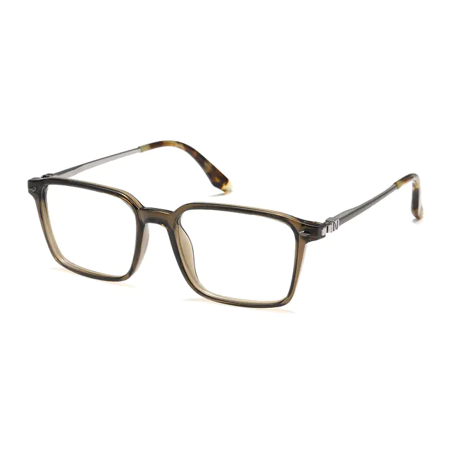Rectangle Olive Brown Eyeglasses