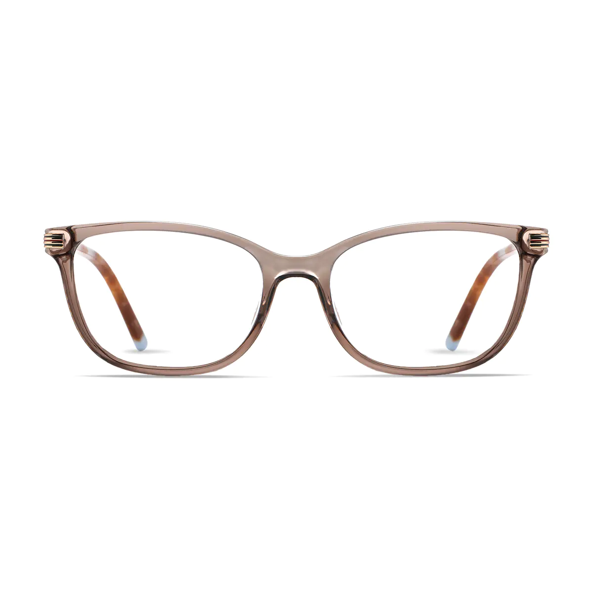 Rectangle Transparent Brown Eyeglasses
