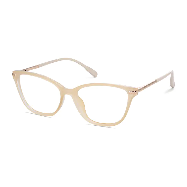 Cat-eye Transparent Beige Eyeglasses