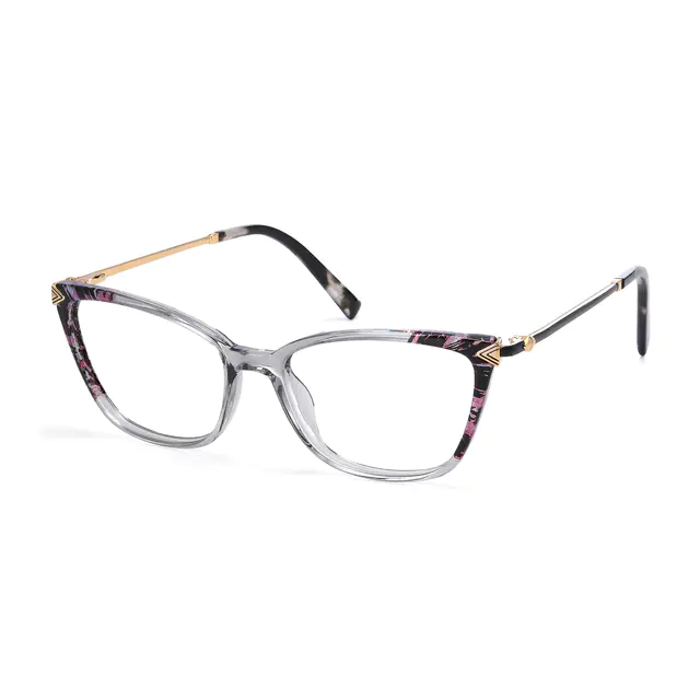 Cat-eye Transparent Gray/Tortoiseshell Eyeglasses