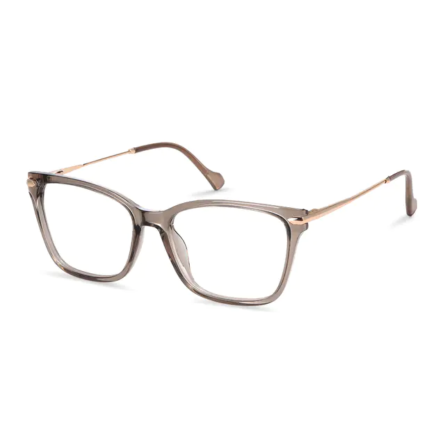Square Transparent Brown Eyeglasses