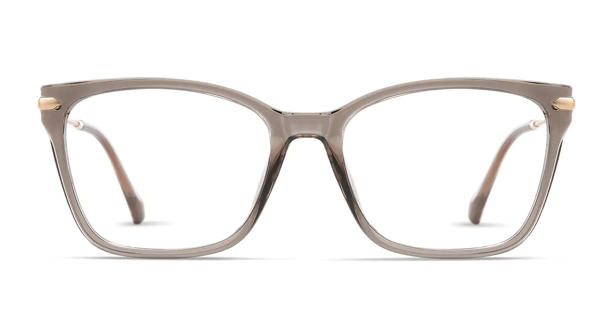 Square Transparent Brown Eyeglasses