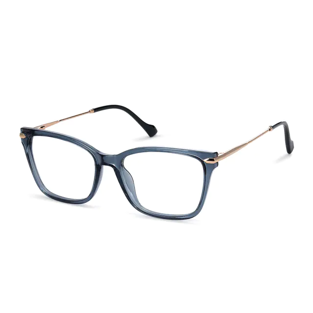 Square Transparent Blue Eyeglasses