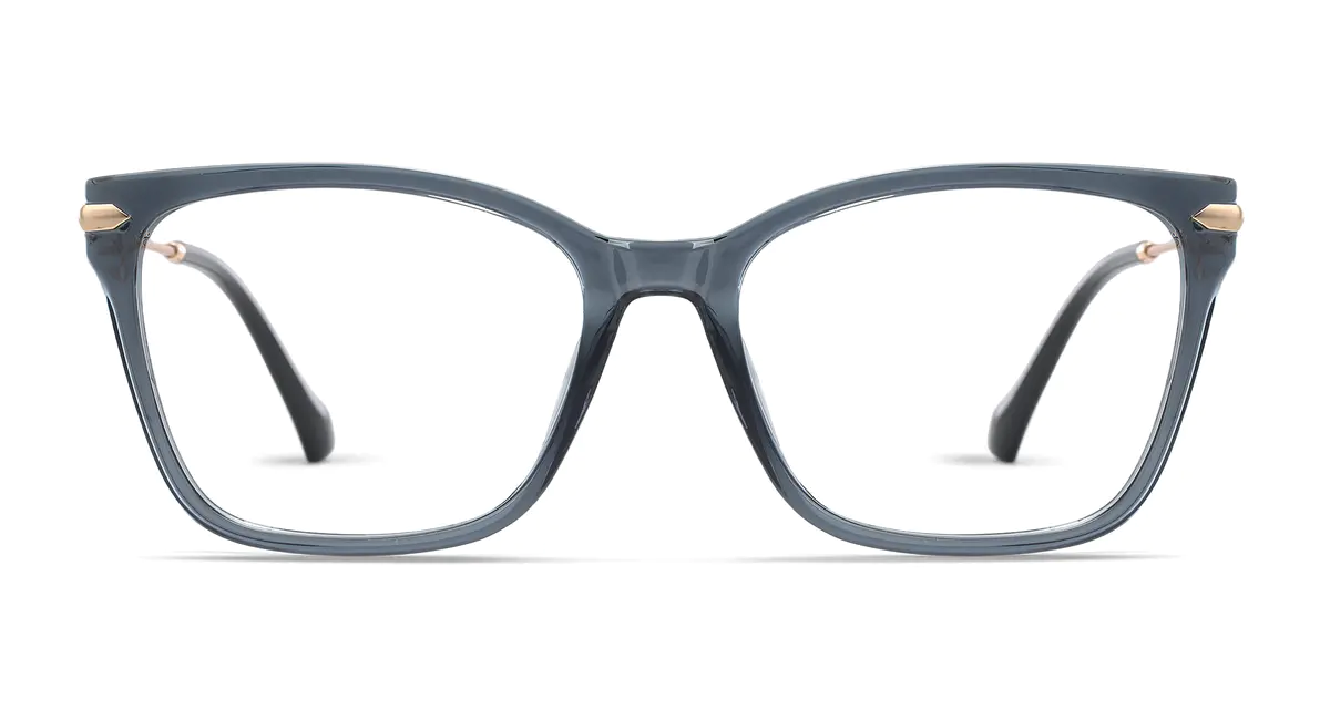 Square Transparent Blue Eyeglasses
