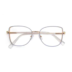 Square Blue/Gold Eyeglasses