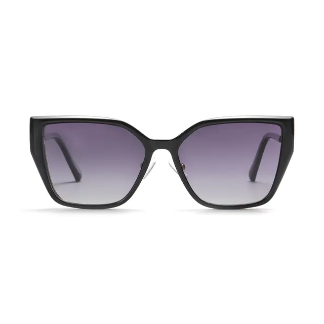 Square Clip-On Black Sunglasses