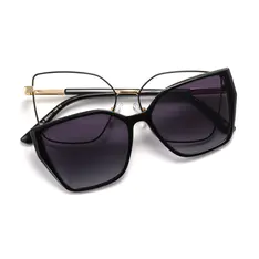 Square Clip-On Black Sunglasses