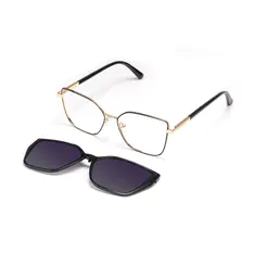 Square Clip-On Black Sunglasses