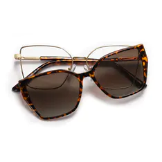 Square Clip-On Tortoiseshell Sunglasses