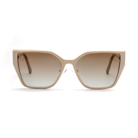 Square Clip-On Ivory Beige Sunglasses