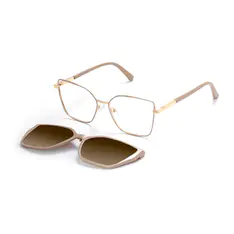 Square Clip-On Ivory Beige Sunglasses