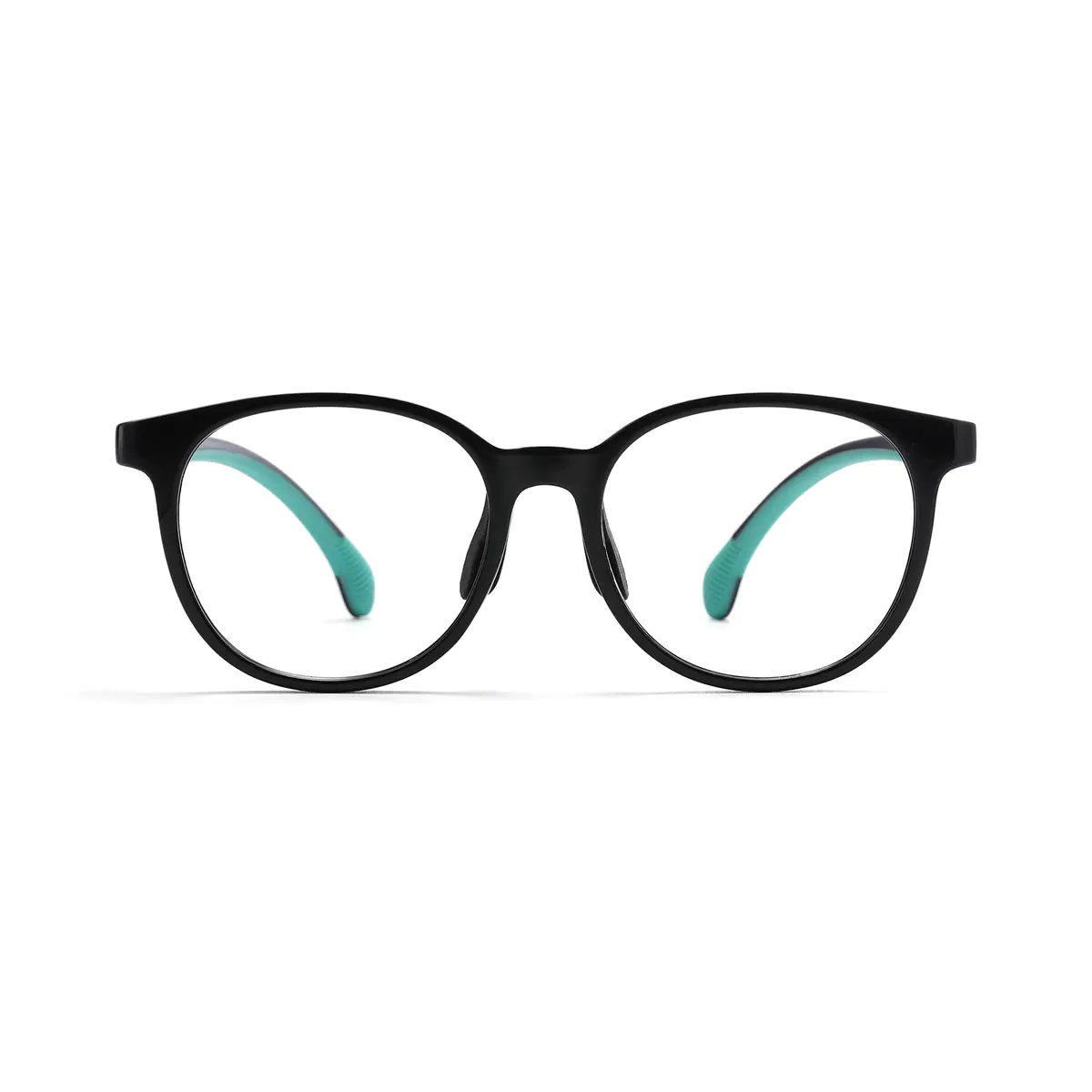 Kids' Oval Black/Green Eyeglasses