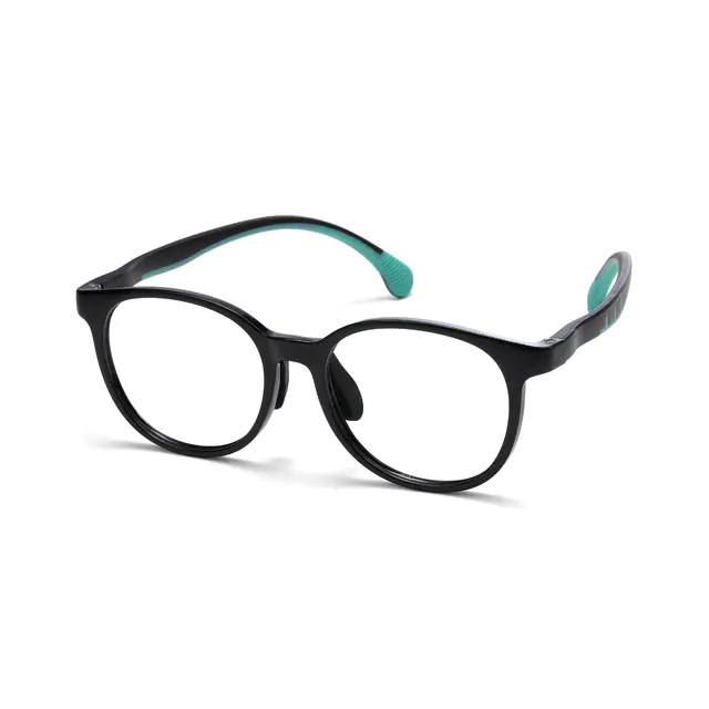 Kids' Oval Black/Green Eyeglasses