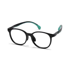 Kids' Oval Black/Green Eyeglasses