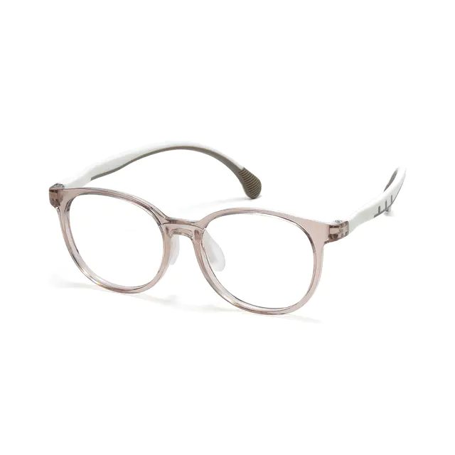 Kids' Oval Transparent Brown Eyeglasses