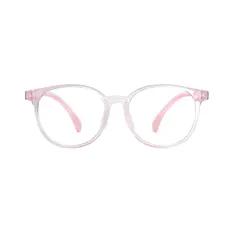 Kids' Oval Transparent Pink Eyeglasses