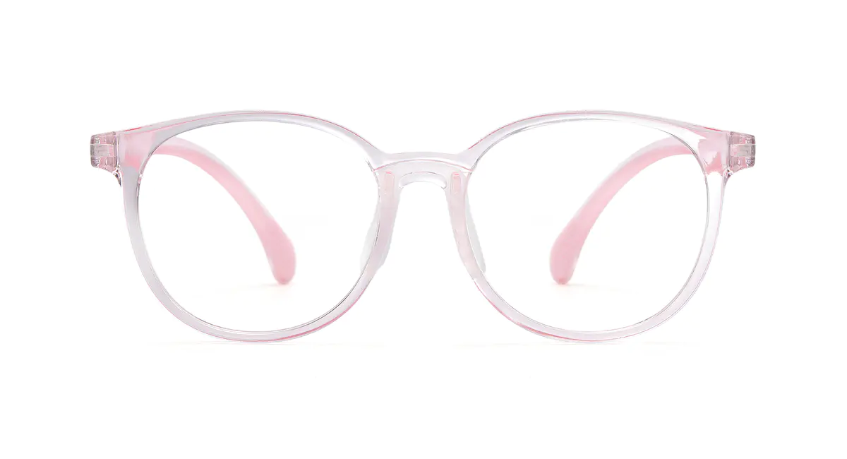 Kids' Oval Transparent Pink Eyeglasses