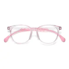 Kids' Oval Transparent Pink Eyeglasses