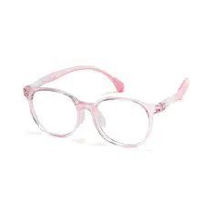 Kids' Oval Transparent Pink Eyeglasses