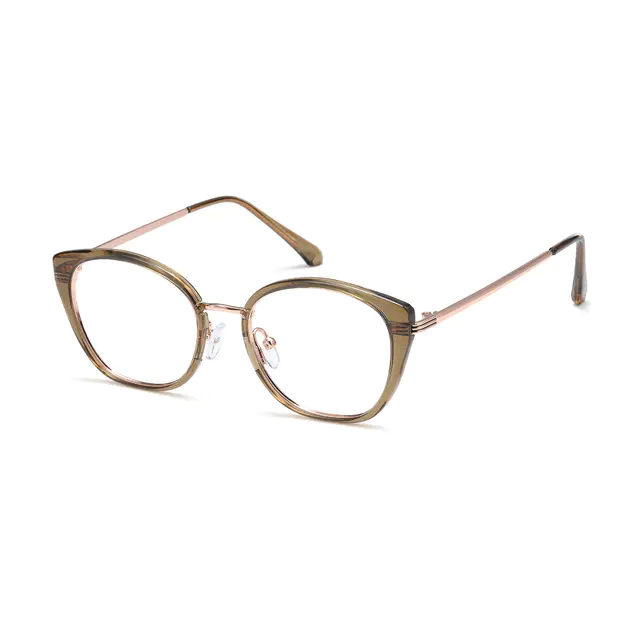 Cat-eye Transparent Green Eyeglasses