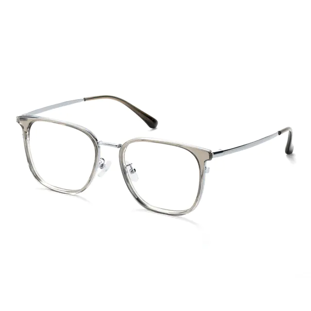 Square Transparent Gray Eyeglasses