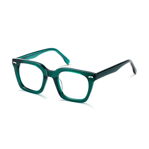 Square Transparent Green Eyeglasses