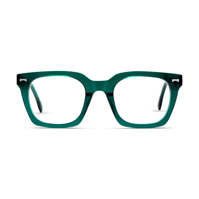 Square Transparent Green Eyeglasses