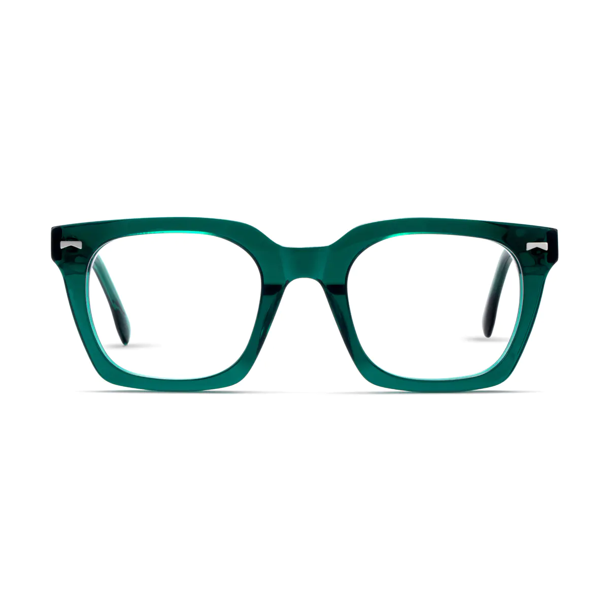 Square Transparent Green Eyeglasses