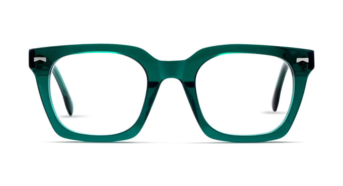 Square Transparent Green Eyeglasses