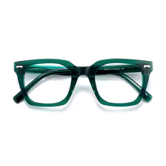 Square Transparent Green Eyeglasses